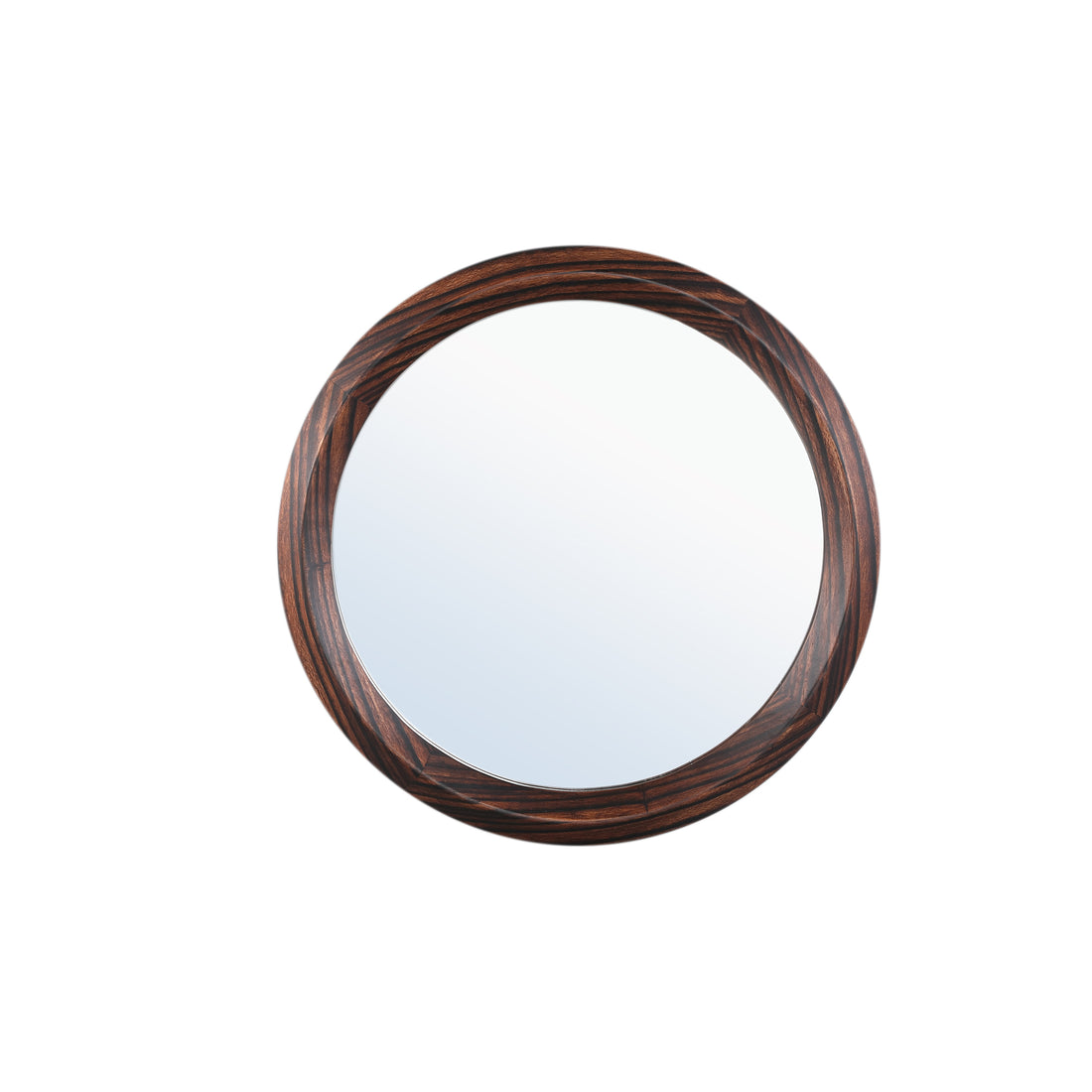 Nibbi Brown Wooden Mirror Twist Round Frame 65x5x65cm PTMD - Spiegel - PTMD - livinglovely.nl