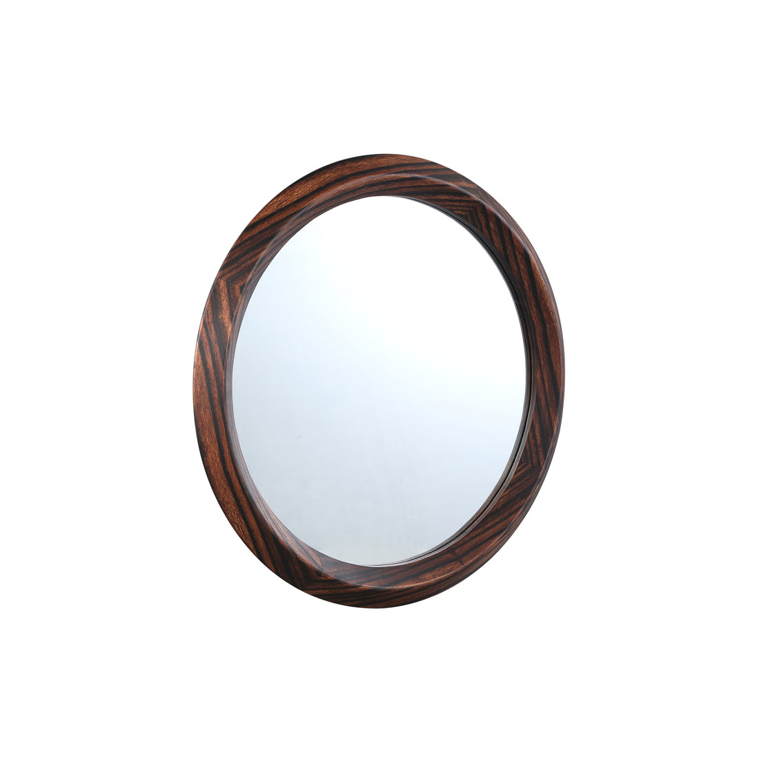 Nibbi Brown Wooden Mirror Twist Round Frame 65x5x65cm PTMD - Spiegel - PTMD - livinglovely.nl