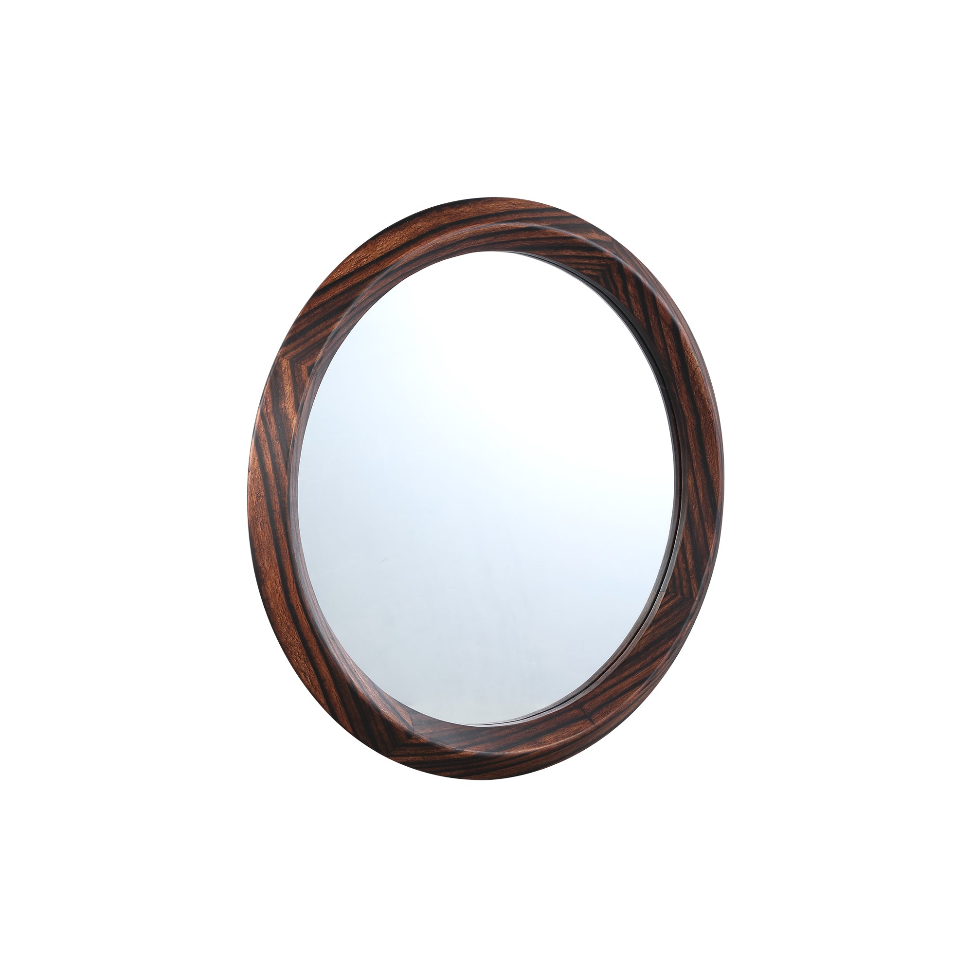 Nibbi Brown Wooden Mirror Twist Round Frame 65x5x65cm PTMD - Spiegel - PTMD - livinglovely.nl