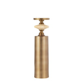 Nikolaos Brass candleholder travertine round L PTMD - Kandelaar - PTMD - livinglovely.nl
