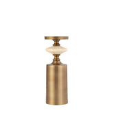 Nikolaos Brass candleholder travertine round M PTMD - Kandelaar - PTMD - livinglovely.nl