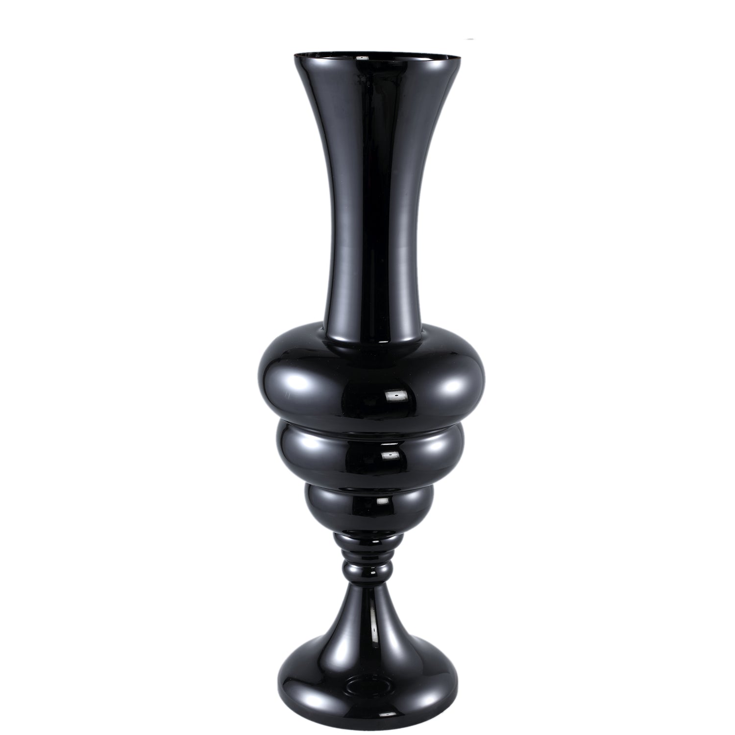 Nimai Black Antique Shaped Glass Vase Shiny L Dia33cmx90cm PTMD - Vaas - PTMD - livinglovely.nl