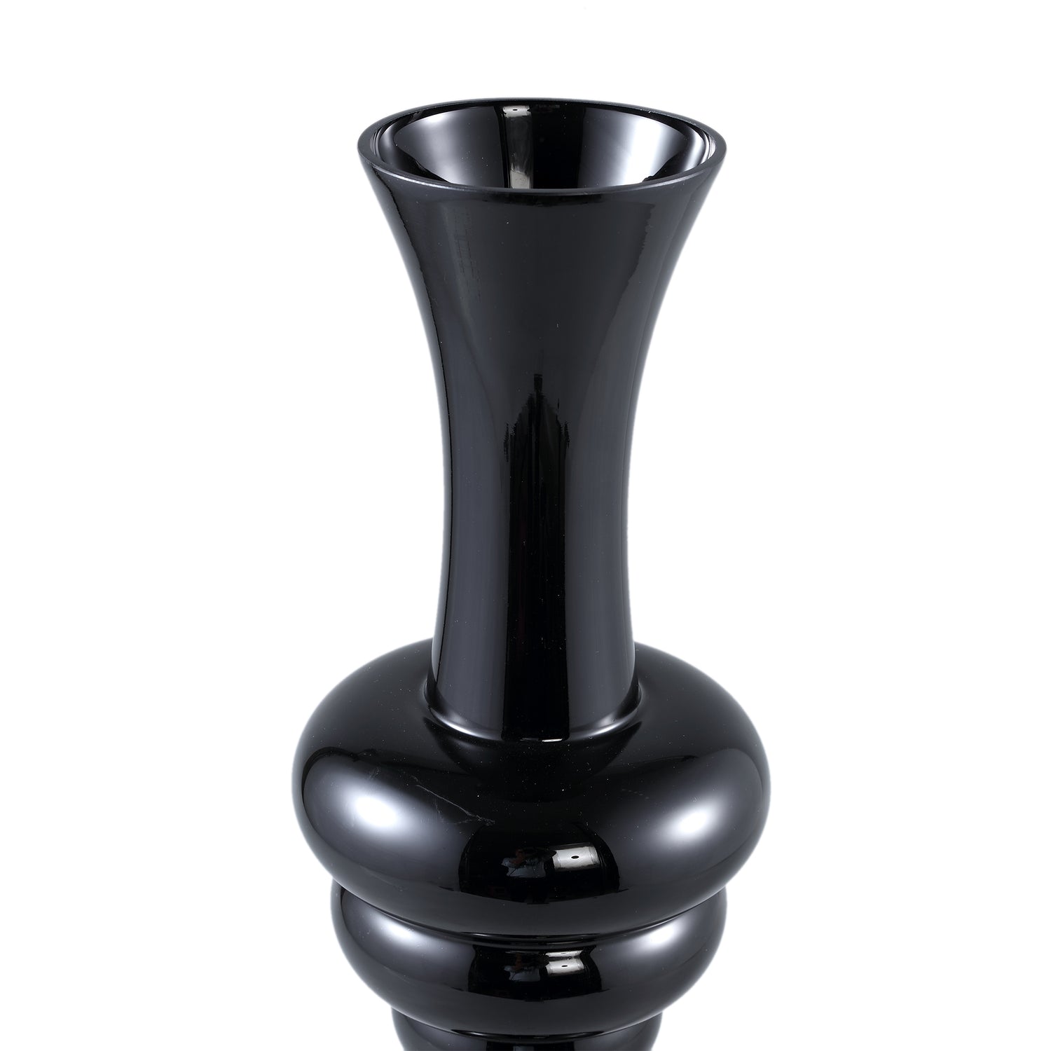 Nimai Black Antique Shaped Glass Vase Shiny L Dia33cmx90cm PTMD - Vaas - PTMD - livinglovely.nl