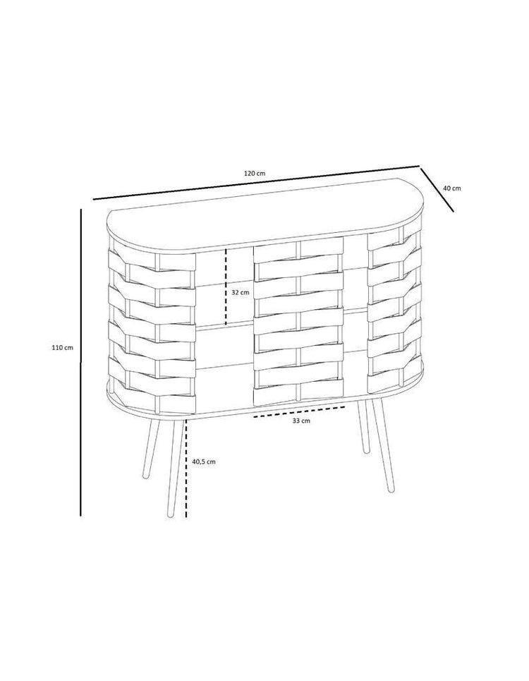 Njordec Vilten Hoge Ladekast- Naturel Eiken - 120cm , Dressoir , Njordec , livinglovely.nl