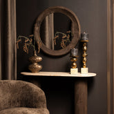 Noam Brown Mango Wood Round Mirror S Dia 70cm x 5cm PTMD - Spiegel - PTMD - livinglovely.nl