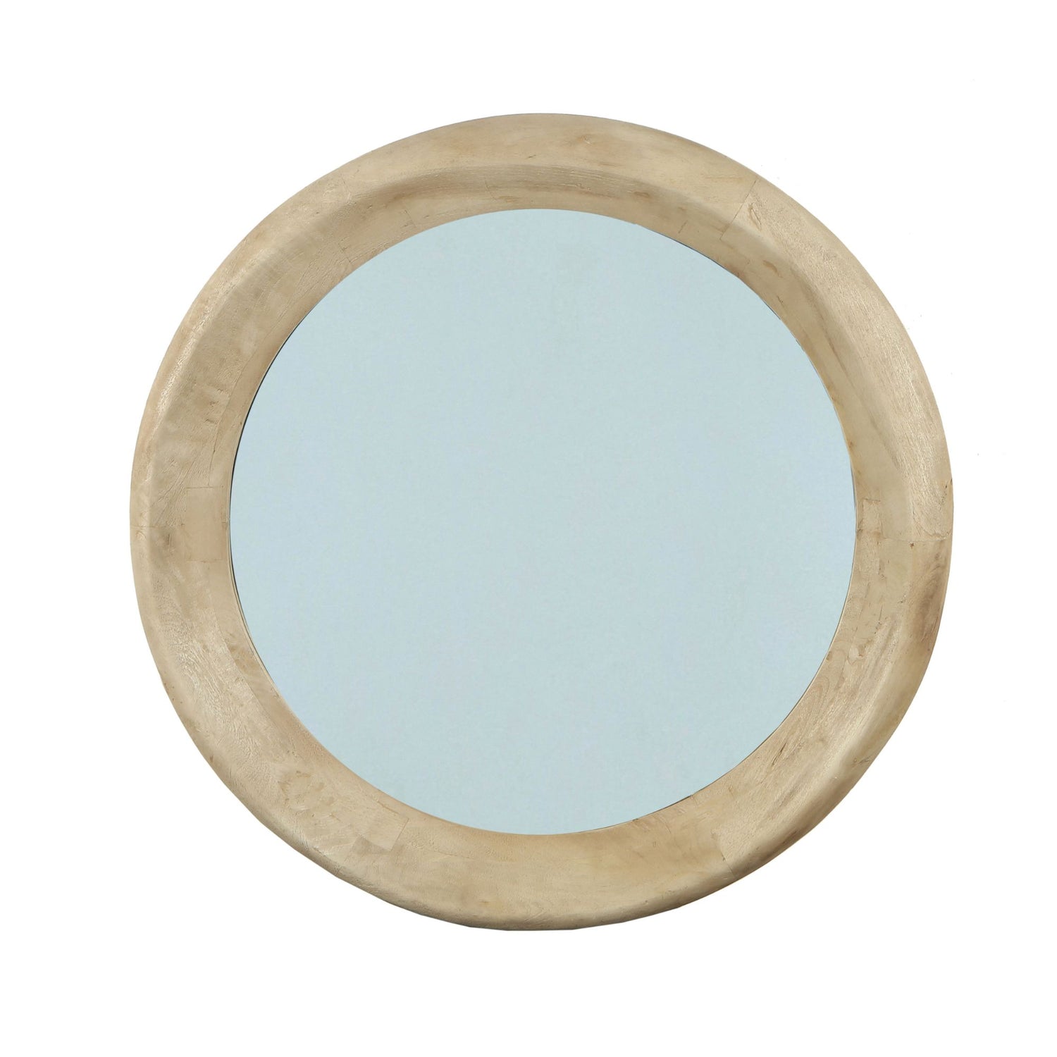 Noam Natural Mango Wood Round Mirror L Dia 90cm x5cm PTMD - Spiegel - PTMD - livinglovely.nl