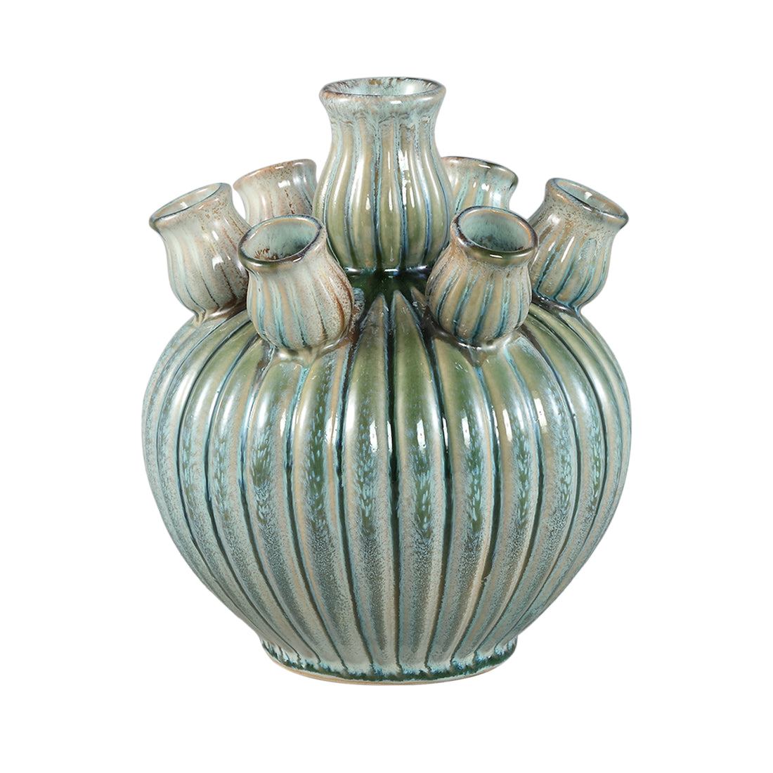 Nolou Turquoise Tulpenvaas keramiek Small PTMD - Vaas - PTMD - livinglovely.nl