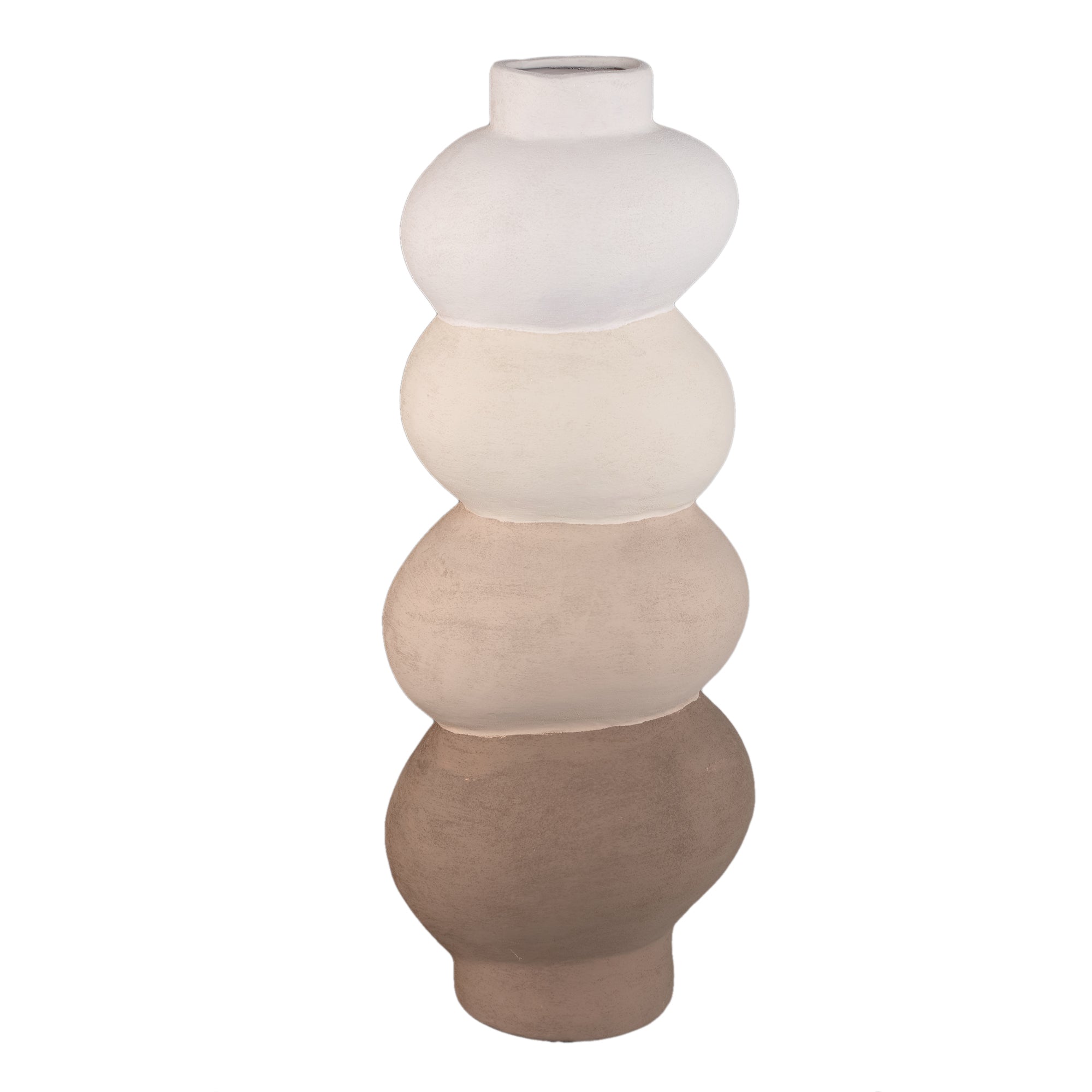 Norian Light Brown Ceramic Bulby Vase Earthy L van PTMD, lichtbruine keramische vaas op witte achtergrond