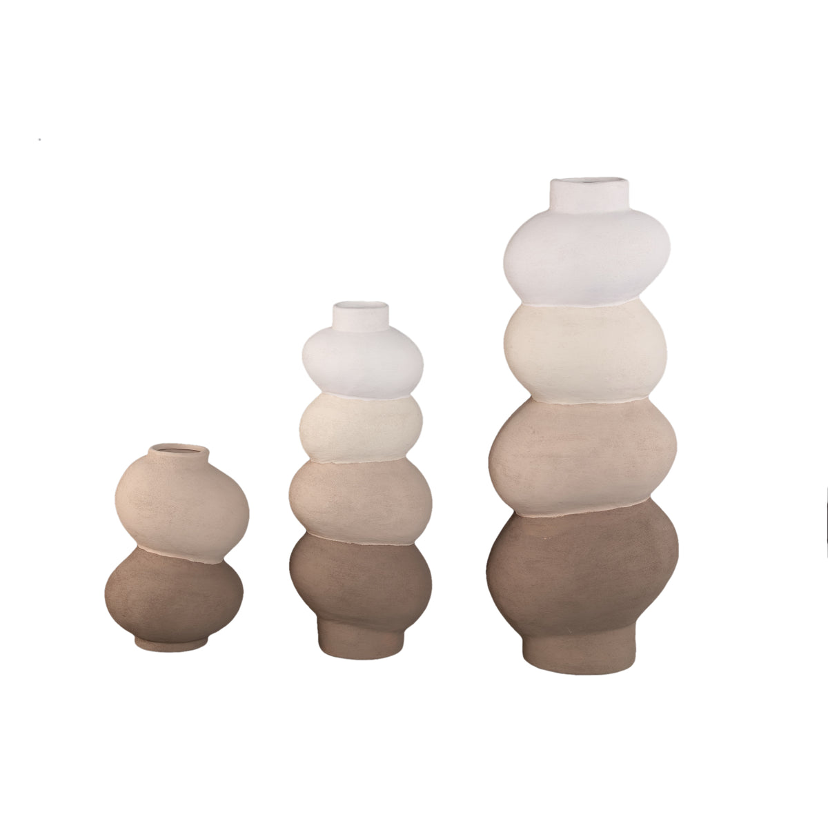 Norian Light Brown Ceramic Bulby Vase Earthy L van PTMD, zijaanzicht van de bolle vaas