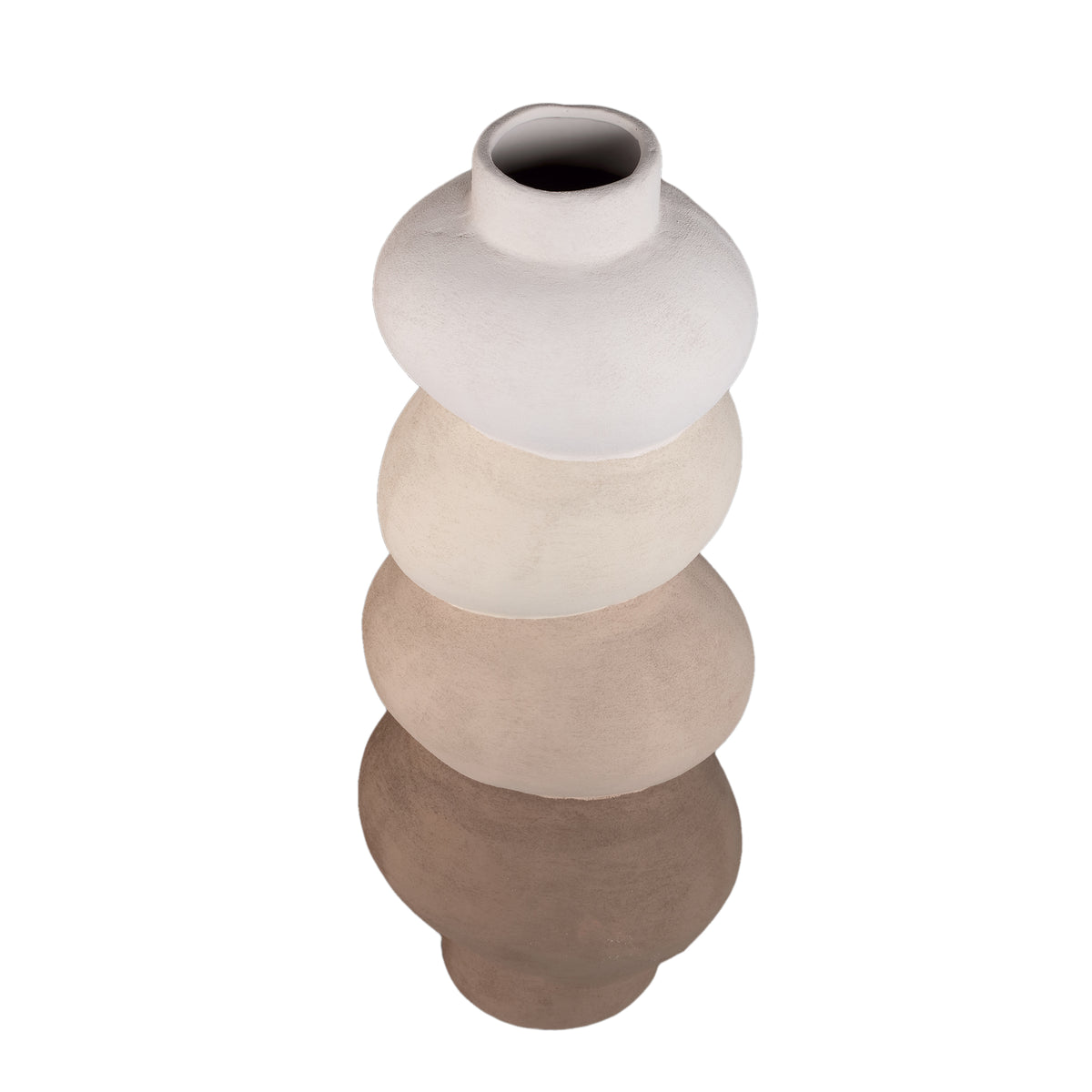 Norian Light Brown Ceramic Bulby Vase Earthy L van PTMD, bovenaanzicht van de vaas
