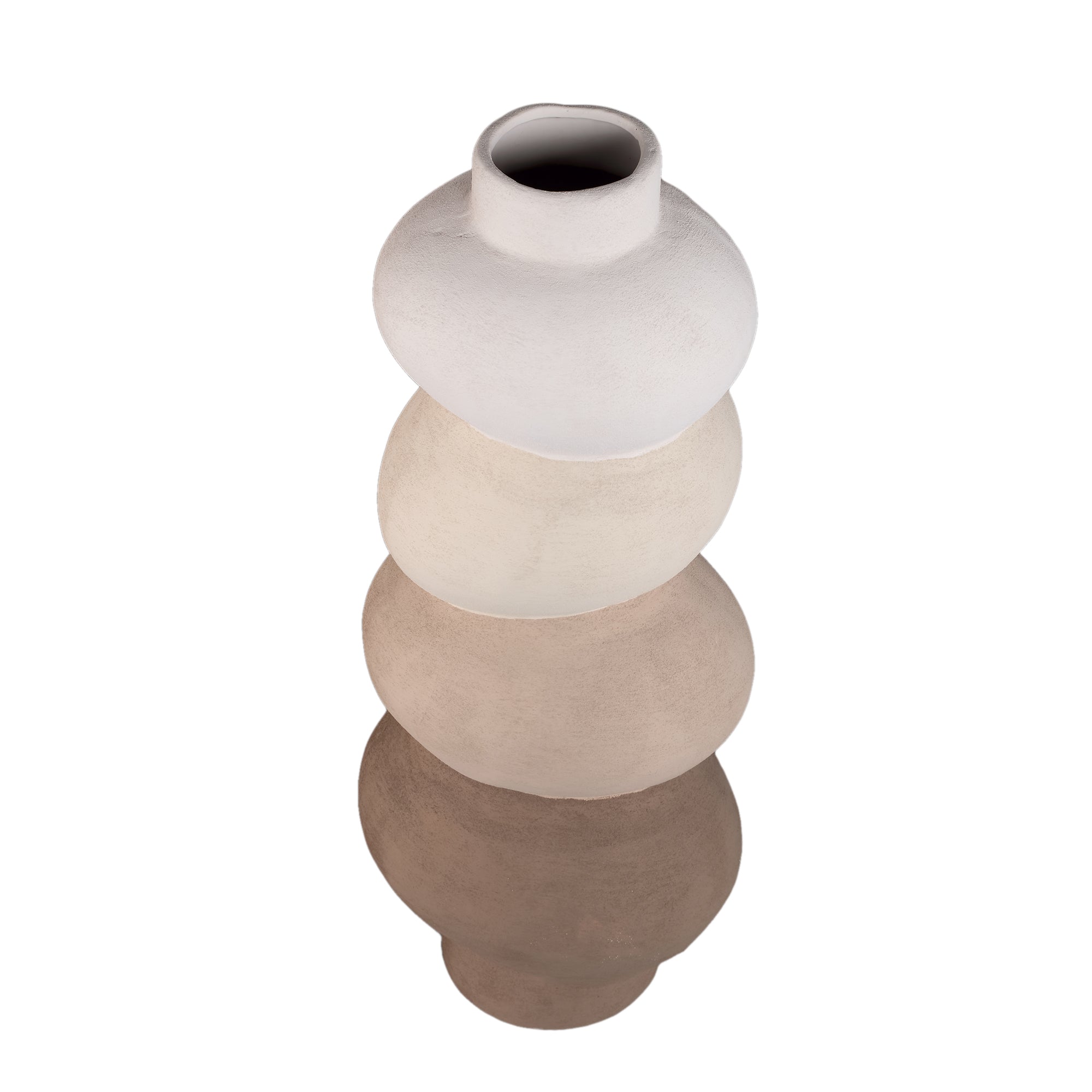 Norian Light Brown Ceramic Bulby Vase Earthy L van PTMD, bovenaanzicht van de vaas