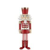 Notenkraker van J-Line in rood en goud metaal, 148,5cm hoog met klassiek uniform