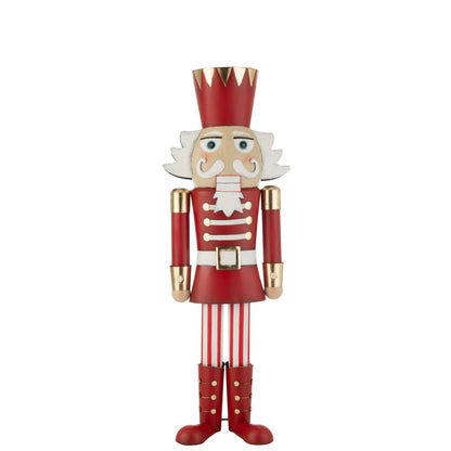 Notenkraker van J-Line in rood en goud metaal, 148,5cm hoog met klassiek uniform