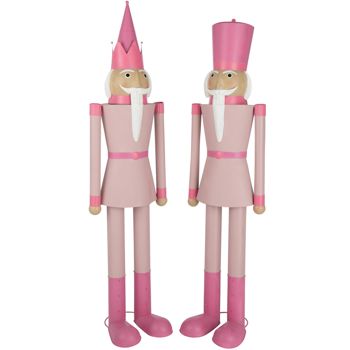 Roze metalen notenkraker met snor van J-Line, gestyled als kerstdecoratie in huis