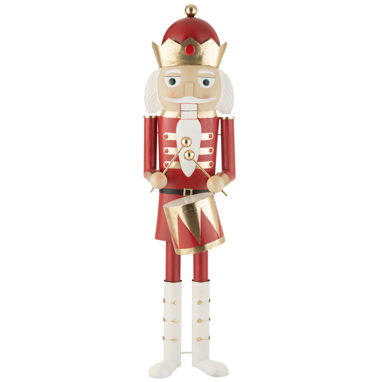 Notenkraker Trommel Rood/Goud H174cm J-Line - Kerstdecoratie - J-Line - livinglovely.nl