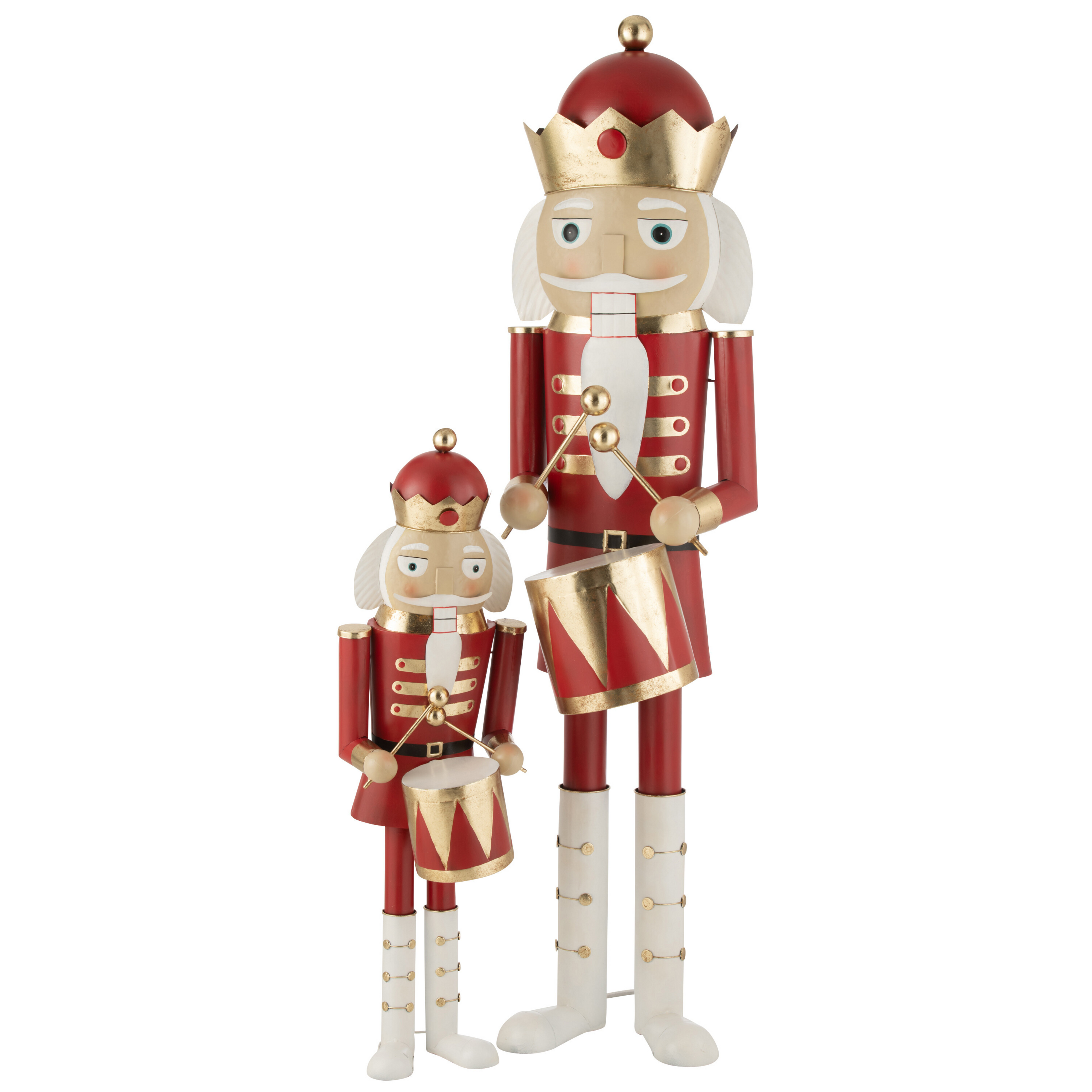 Notenkraker Trommel Rood/Goud H174cm J-Line - Kerstdecoratie - J-Line - livinglovely.nl