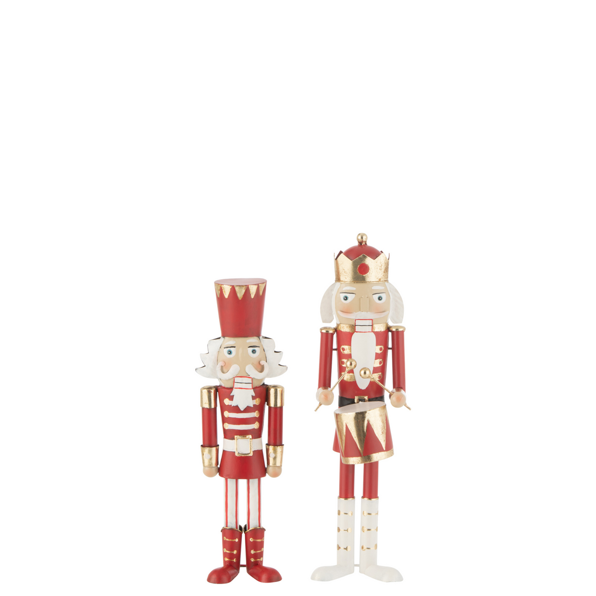 Set van 2 notenkrakers van J-Line in rood en goud metaal, 43cm hoog