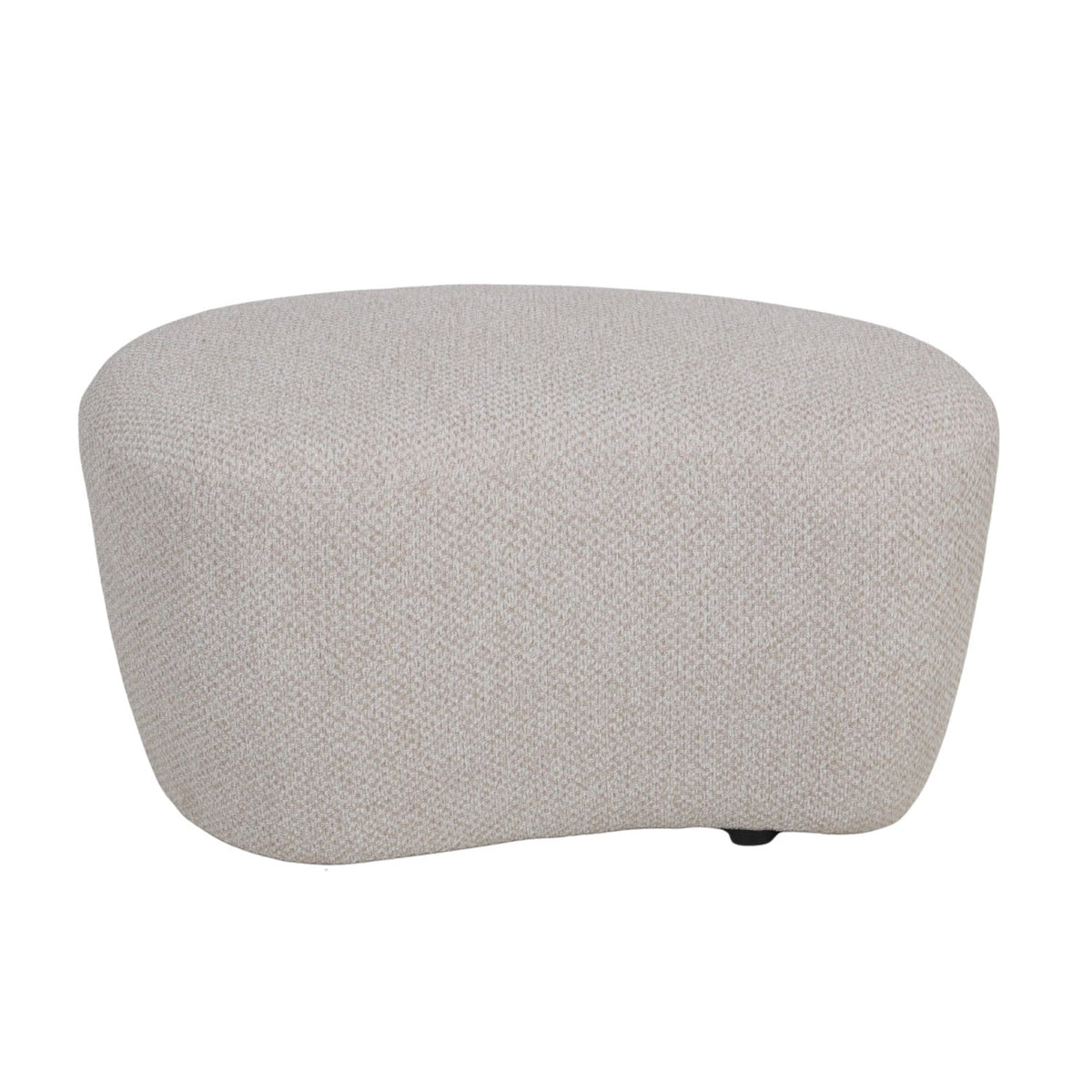 Nuvio Poef Stof Beige Organisch Hoog Opulence van PTMD, hoge poef met organische vorm in beige stof op witte achtergrond