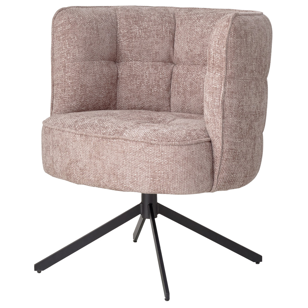 Odin Pink diningchair legacy 14 flamingo black leg PTMD - Eetkamerstoel - PTMD - livinglovely.nl
