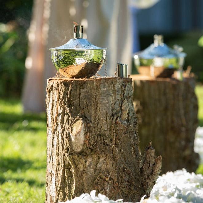 Olielamp Tafel Roma Gehamerd Stainless Steel Zilver - Buiten-divers - J-Line - livinglovely.nl