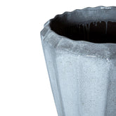 Olver White ceramic pot ribbed structure round L PTMD - Pot - PTMD - livinglovely.nl