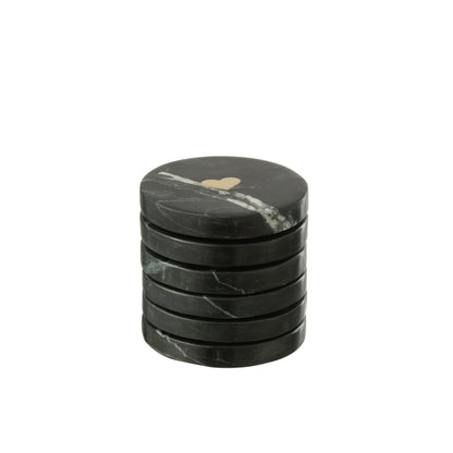 Onderzetter Hart Marmer Zwart/Goudkleurig Set van 6