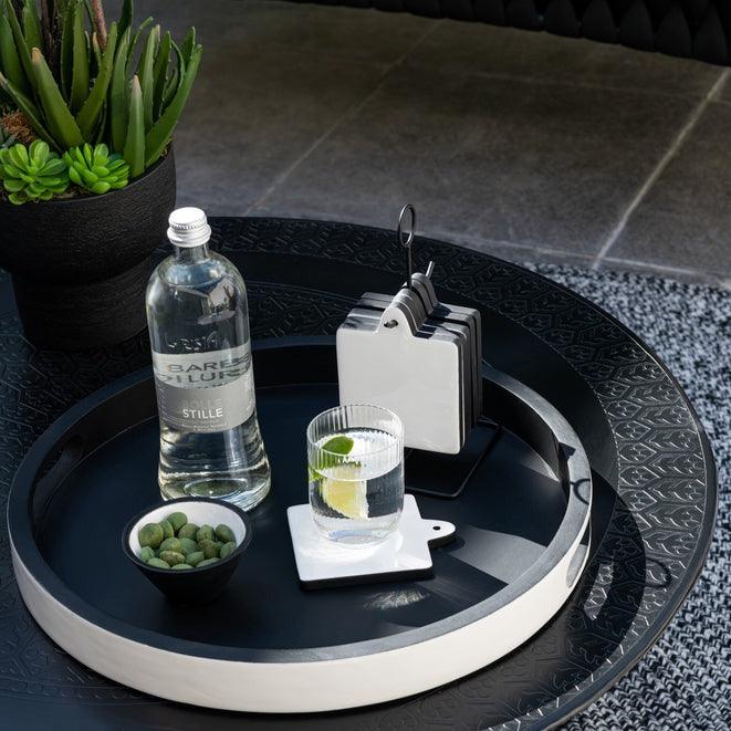 Onderzetter Vierkant Vik Hout Zwart/Wit - Onderzetter - J-Line - livinglovely.nl