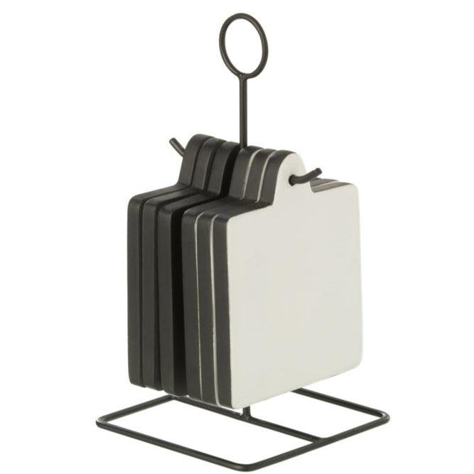 Onderzetter Vierkant Vik Hout Zwart/Wit - Onderzetter - J-Line - livinglovely.nl