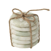 Onderzetters Marmer Wit Groen Set van 6 - Onderzetter - J-Line - livinglovely.nl