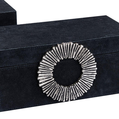 Opbergbox Hazael - 36x25x13 cm - Suede - Zilver - Set van 2 PTMD - Opbergdoos - PTMD - livinglovely.nl
