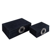 Opbergbox Hazael - 36x25x13 cm - Suede - Zilver - Set van 2 PTMD - Opbergdoos - PTMD - livinglovely.nl
