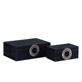 Opbergbox Hazael - 36x25x13 cm - Suede - Zilver - Set van 2 PTMD - Opbergdoos - PTMD - livinglovely.nl