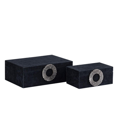 Opbergbox Hazael - 36x25x13 cm - Suede - Zilver - Set van 2 PTMD - Opbergdoos - PTMD - livinglovely.nl