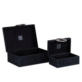 Opbergbox Hazael - 36x25x13 cm - Suede - Zilver - Set van 2 PTMD - Opbergdoos - PTMD - livinglovely.nl