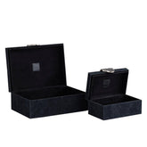 Opbergbox Hazael - 36x25x13 cm - Suede - Zwart - Set van 2 PTMD - Opbergdoos - PTMD - livinglovely.nl