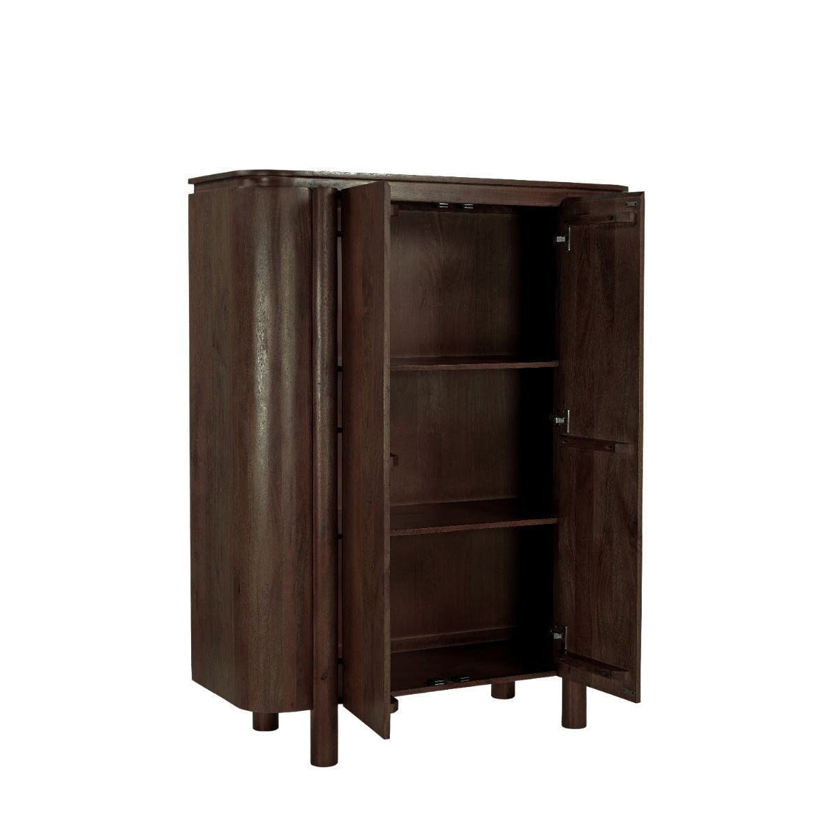 Opbergkast Salano chestnut met geopende deuren