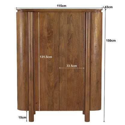 Afmetingen Opbergkast Salano 150cm: L115cm x B43cm x H150cm