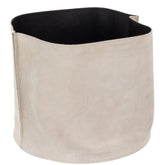 Opbergmand Rond Laag Leder Beige - Mand - J-Line - livinglovely.nl