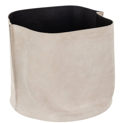 Opbergmand Rond Laag Leder Beige - Mand - J-Line - livinglovely.nl