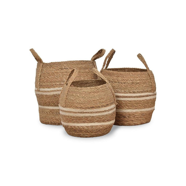 Opjet Basket With Lines White (Set Of 3) , Mand , OPJET , livinglovely.nl