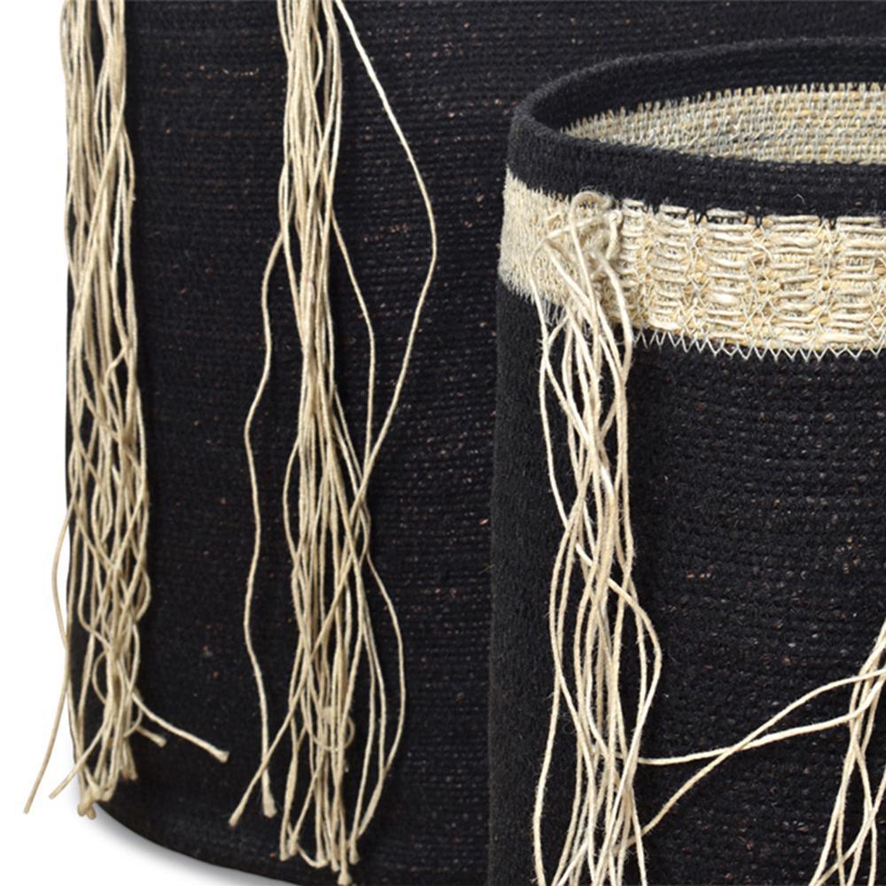 OPJET Set of 3 Baskets Natural/Black , Mand , OPJET , livinglovely.nl