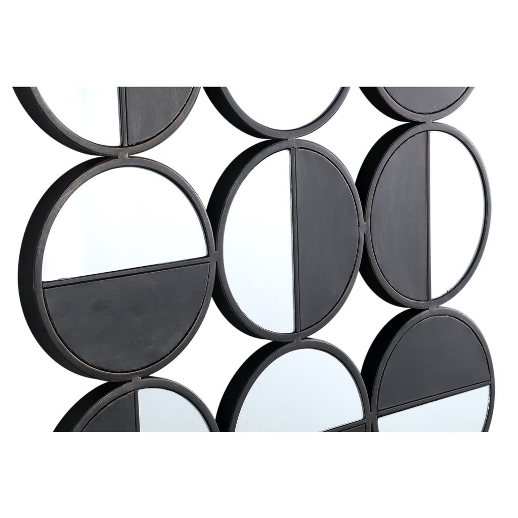 Oria Black iron mirror multiple eighteen half round 151,5x75,5cm PTMD