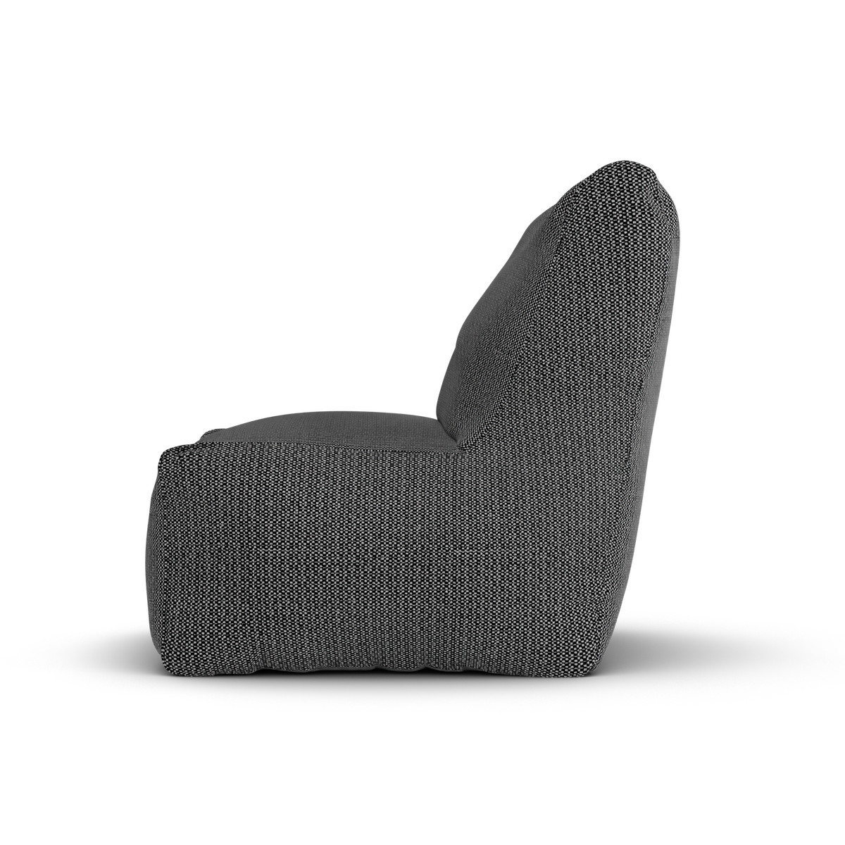 Antraciet Junior Lounge Seat van Laui Lounge van opzij, met rughoogte van 74 centimeter