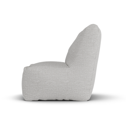 Asgrijze Junior Lounge Seat van Laui Lounge van opzij, met rughoogte van 74 centimeter