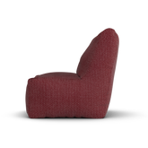 Bordeauxrode Junior Lounge Seat van Laui Lounge van opzij, met rughoogte van 74 centimeter