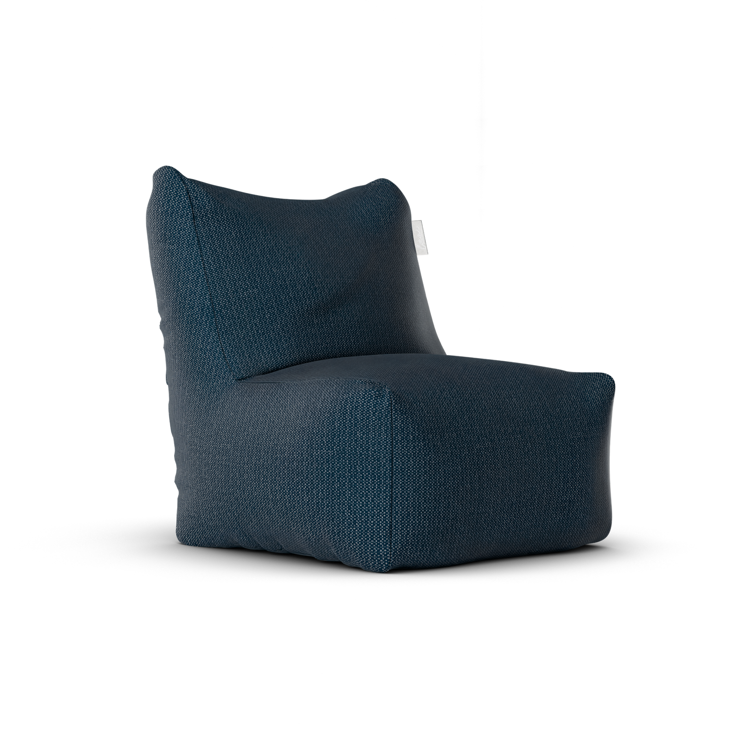 Original Junior Lounge Seat Marine van Laui Lounge, compacte marineblauwe loungestoel schuin van links voren