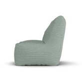 Zeegroene Junior Lounge Seat van Laui Lounge van opzij, met rughoogte van 74 centimeter