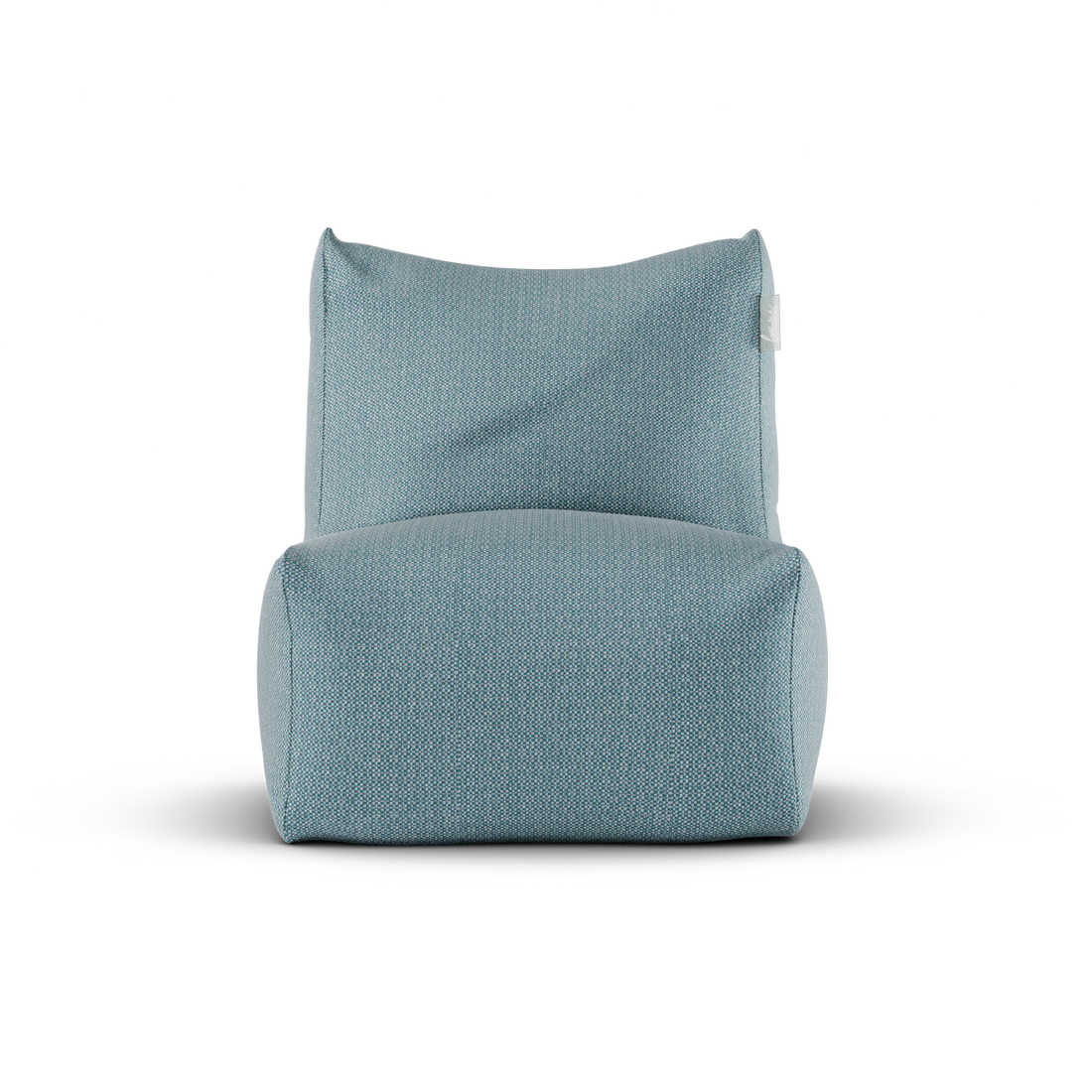 Lichtblauwe Junior Lounge Seat van Laui Lounge van voren, met zitting van 68 bij 68 centimeter