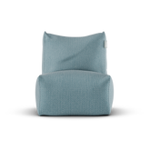 Lichtblauwe Junior Lounge Seat van Laui Lounge van voren, met zitting van 68 bij 68 centimeter