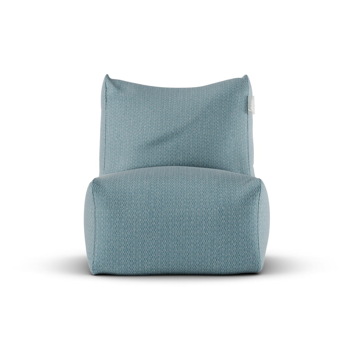 Lichtblauwe Junior Lounge Seat van Laui Lounge van voren, met zitting van 68 bij 68 centimeter